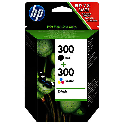 HP 300 Inkjet Cartridge, Tri-Colour/Black, Pack of 2, CN637EE